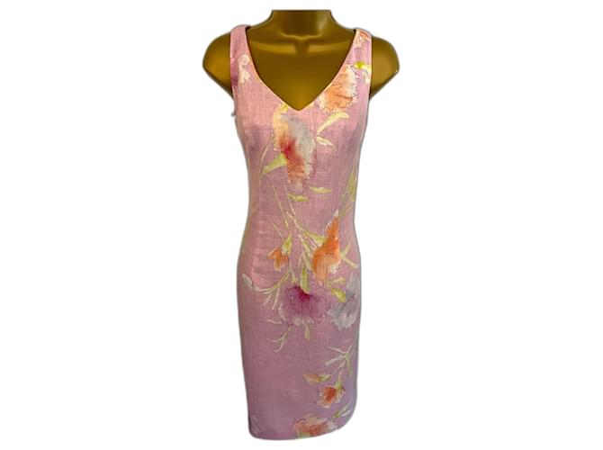 Renato Nucci Womens Orchid Pink Linen Floral Summer Dress UK 10 US 6 EU 38 Multiple colors  ref.970410
